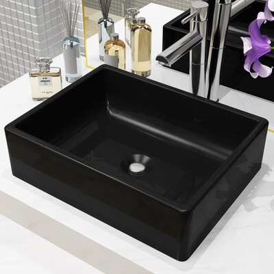 Basin Ceramic Rectangular Black 