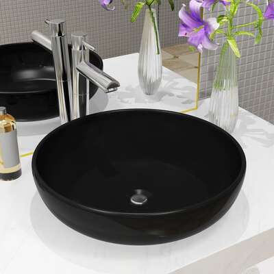 Basin Ceramic Round Black 