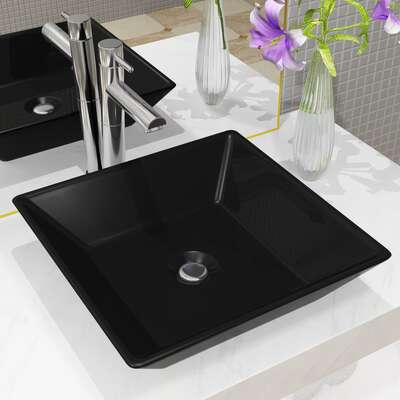 Basin Ceramic Square Black 