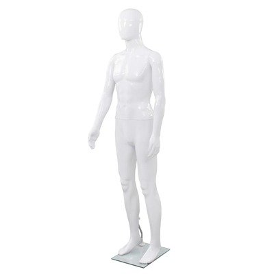 Full Body Male Mannequin with Glass White 