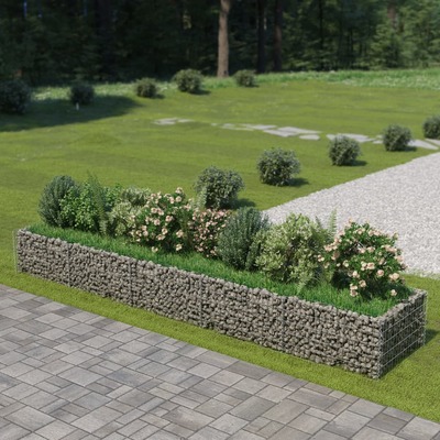 Silver- Gabion Planter Galvanised Steel 