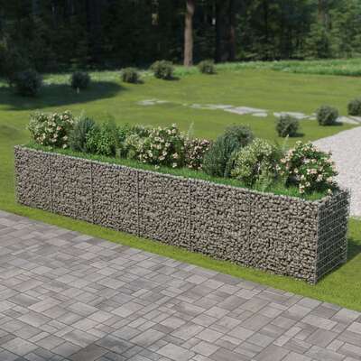 Silver Gabion Planter Galvanised Steel 
