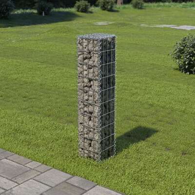 Gabion Wall with Covers Galvanised Steel  Silver
