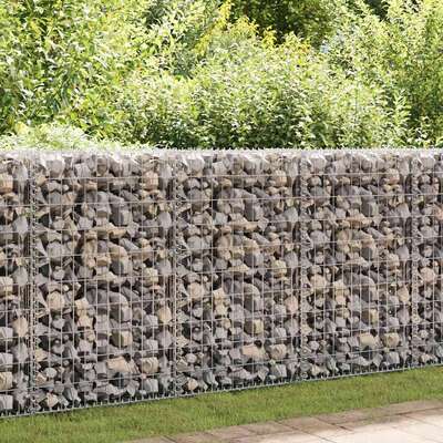 Gabion Wall with Covers Galvanised Steel  (Silver)