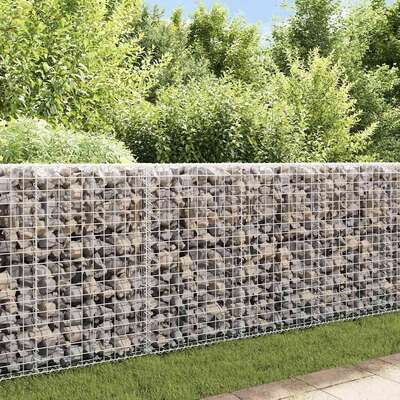 Gabion Wall with Covers Galvanised Steel  /Silver
