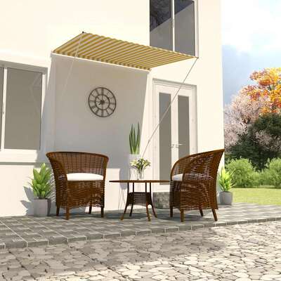 Retractable Awning Yellow and White S 
