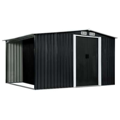 Garden Shed with Sliding Doors Steel Anthracite 