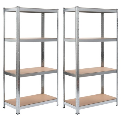 Storage Shelves 2 pcs  Silver-Steel and MDF