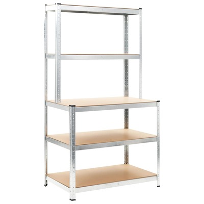 Storage Shelf Steel and MDF (Silver) 