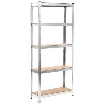Storage Shelf Steel and MDF Silver 