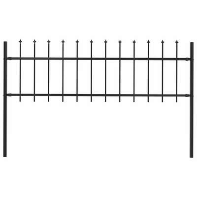 Garden Fence with Spear Top Steel (Black)