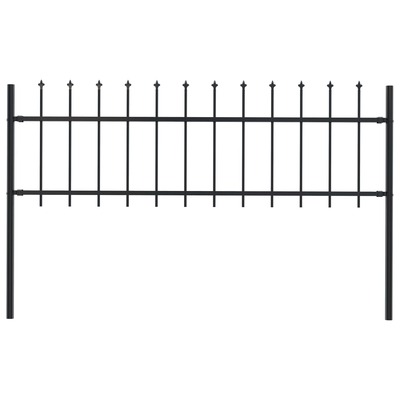 Garden Fence with Spear Top Steel (Black)