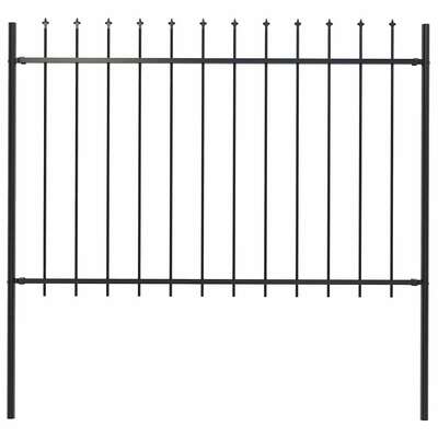 Garden Fence with Spear Top Steel , Black