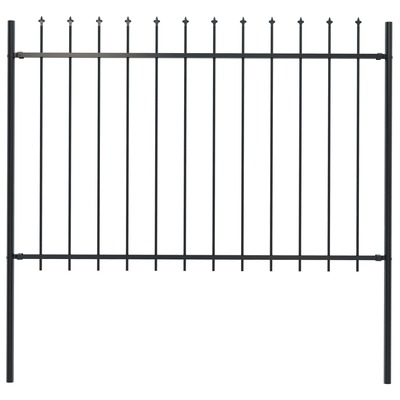 Garden Fence with Spear Top Steel , Black