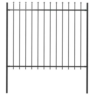 Garden Fence with Spear Top Steel {Black}