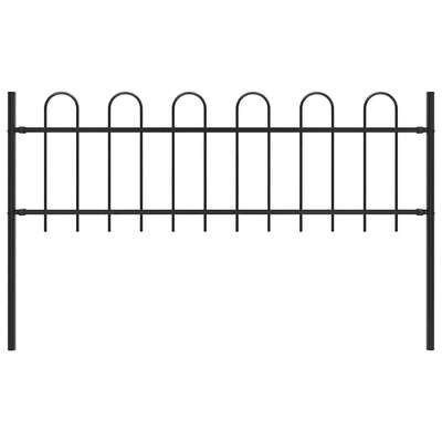 Garden Fence with Hoop Top Steel [Black]