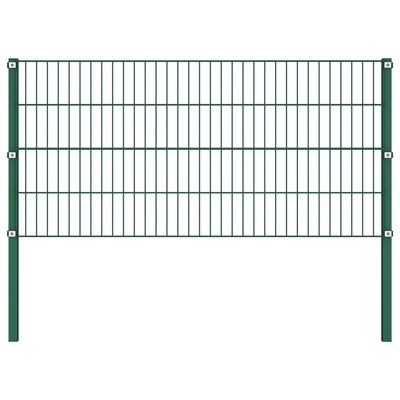 Fence Panel with Posts Iron 1.7 m Green