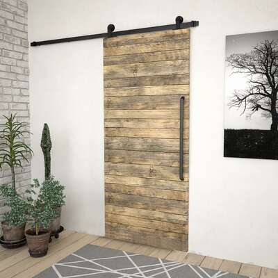 Sliding Barn Door Hardware Kit 200cm Steel Black | EXTG