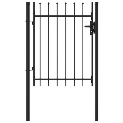 Fence Gate Single Door with Spike Top Steel (Black)