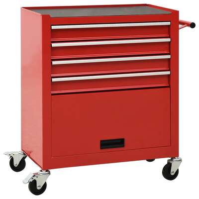 Tool Trolley with 4 Drawers Red