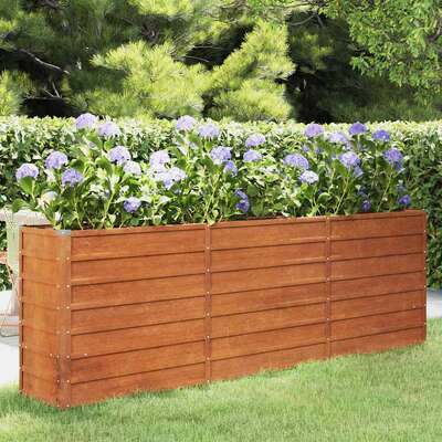 Corten Steel Raised Garden Bed 240cm Rusty | EXTG