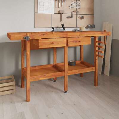 Solid Wood Workbench Drawers Vices 162cm | EXTG