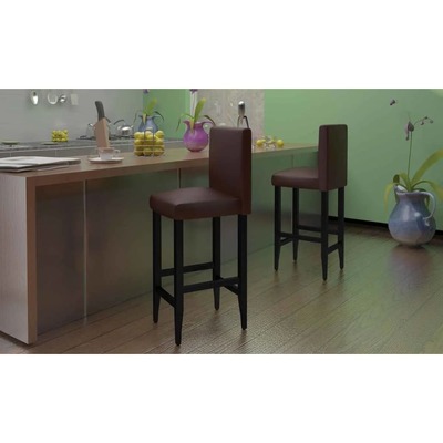 Bar Stools 4 pcs Dark Brown Faux Leather