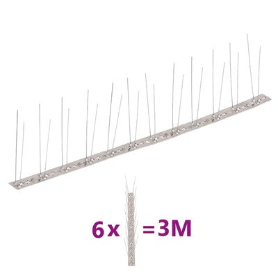 2-row Stainless Steel Bird & Pigeon Spikes Set of 6