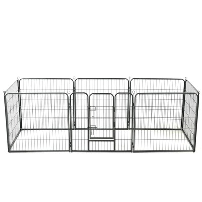 Dog Playpen 8 Panels Steel Black S