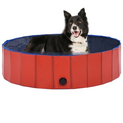 Foldable Dog Swimming Pool Red PVC M