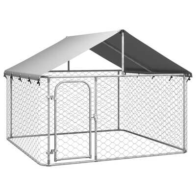 Canine Haven: Outdoor Dog Kennel with Weatherproof Roof