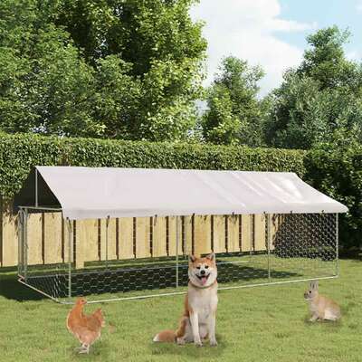 Canine Haven: Outdoor Dog Kennel with Protective Roof