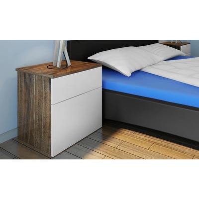 Nightstand 2 pcs with One-Drawer Brown and White