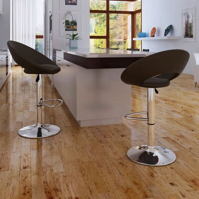 Bar Stools 2 pcs Brown Faux Leather