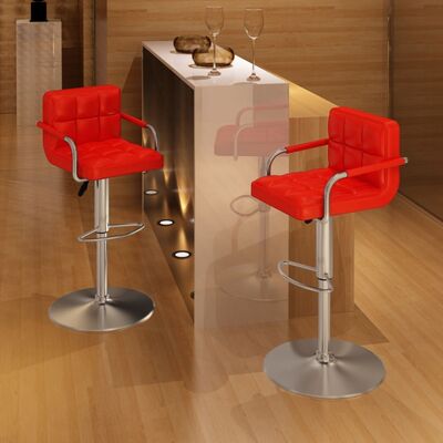 Bar Stools 2 pcs "Red" Faux Leather