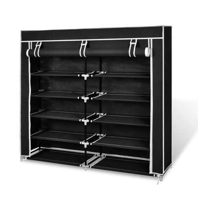 Fabric Shoe Cabinet with Cover 'Black