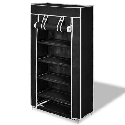 Fabric Shoe Cabinet with Cover Black