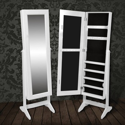 Free Standing Mirror Jewellery Cabinet Wardrobe White