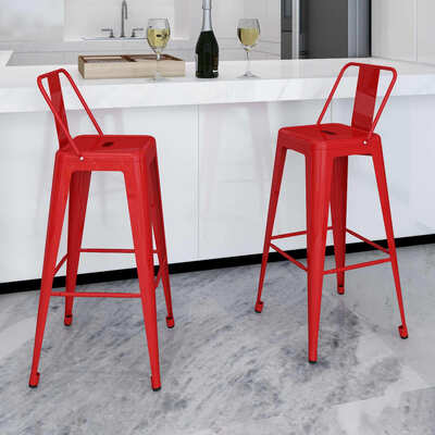 Bar Stools 2 pcs Red Steel