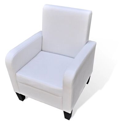 Armchair White Faux Leather M