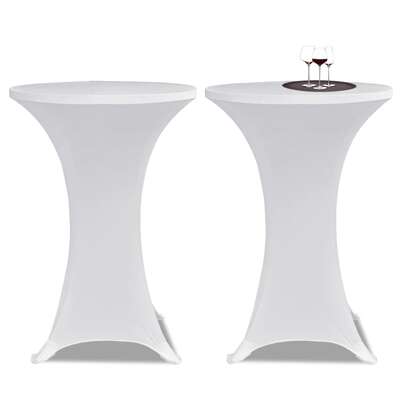 Standing Table Cover Ø 70 cm White Stretch 2 pcs