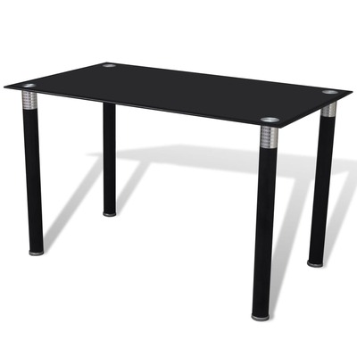Dining Table with Glass Top Black