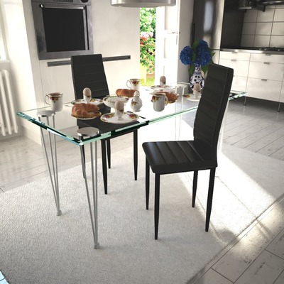 Dining Chairs 2 pcs Black Fau Leather