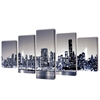 Canvas Wall Print Set monochrome New York Skyline  M  