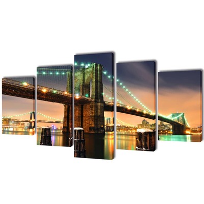 Canvas Wall Print Set Brooklyn Bridge  M  