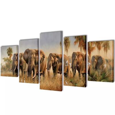 Canvas Wall Print Set Elephants S   