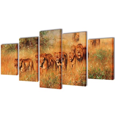 Canvas Wall Print Set Lions M   