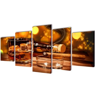 Canvas Wall Print Set Whiskey and Cigar  M   
