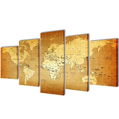 Canvas Wall Print Set World Map  M  