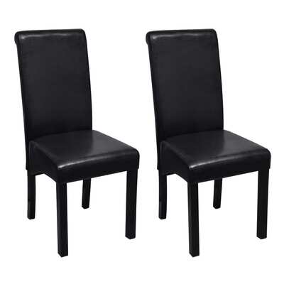Dining Chairs 2 pcs Black" Faux Leather
